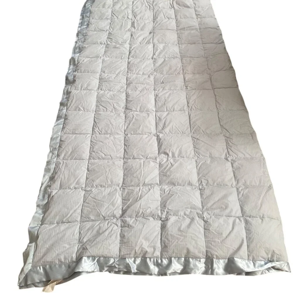 White Goose Down Comforter Queen‎ Size Cotton Cover Warm Blanket Satin Trim